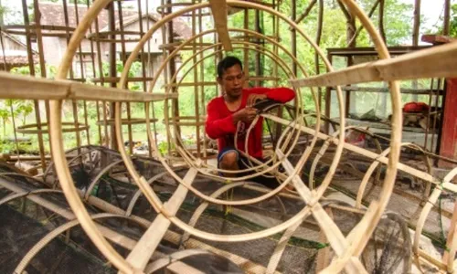 FOTO KERAJINAN DEMAK : Bubu Bambu Dijual Rp75.000/Unit