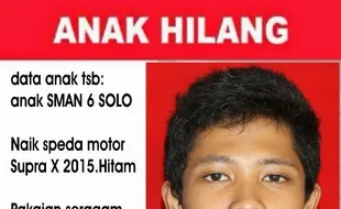 ORANG HILANG SOLO : Pelajar SMAN 6 Solo asal Klaten Menghilang Sejak Selasa