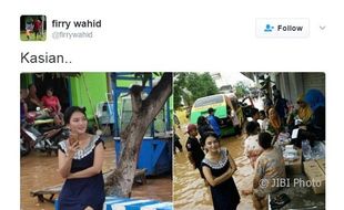 TRENDING SOSMED : Cewek Cantik Korban Banjir Bikin Salah Fokus