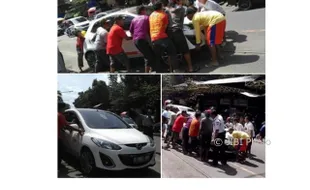 KISAH UNIK : Kasus Warga Gotong Mobil Parkir di Rel BTC Solo Sering Terjadi