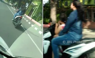 LALU LINTAS SEMARANG : Bawa Anak dan Tak Pakai Helm, Wanita Pengendara Motor Jadi Gunjingan