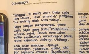 Ditulis Tangan, Ini Isi Surat Sri Mulyani untuk Petugas Pajak