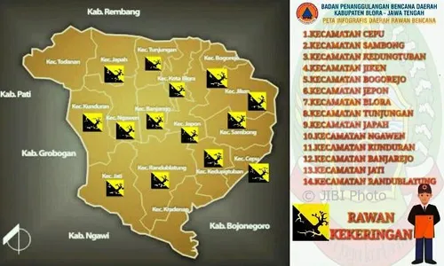 KEMARAU 2017 : Kekeringan Merata di Blora, Begini Petanya…