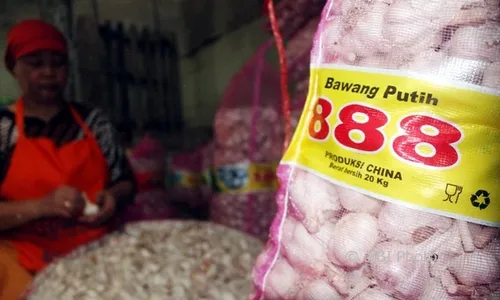 Harga Bawang Putih Impor dari Tiongkok di Pasar Bunder Sragen Naik