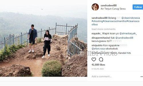 WISATA KENDAL : Kunjungi Curug Sewu, Sandra Dewi dan Nino Fernandez Bikin Heboh