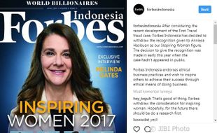 Forbes Coret Anniesa Hasibuan dari Daftar Tokoh Wanita Inspiratif 2017