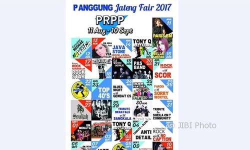 JATENG FAIR 2017 : Simak, Berikut Jadwal Artis dan Band di PRPP