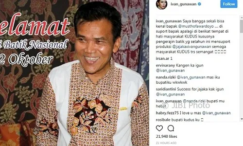 Hari Batik Nasional, Ivan Gunawan Banggakan Bupati Kudus