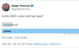 TRANSPORTASI JATENG : Ganjar Bikin Polling Taksi Online vs Taksi Konvensional, Begini Hasilnya…