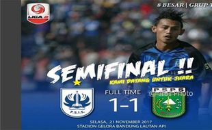 LIGA 2 : Tandukan Haudi Bawa PSIS Lolos ke Semifinal