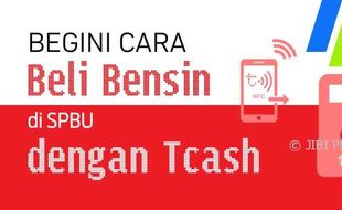 TRANSAKSI NONTUNAI : Asyik, Beli Bensin di SPBU Bisa Pakai Tcash