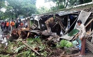 5 Kios, 1 Mobil, dan 9 Motor Remuk, 1 Orang Patah Tulang akibat Pohon Tumbang di Sragen