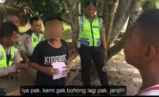 Lucu! Kena Tilang Polantas, 4 Bocah Nangis Tersedu-Sedu