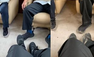 Viral Foto Sepatu Jokowi Sebelum dan Sesudah Masuk Lokasi Kebakaran Hutan