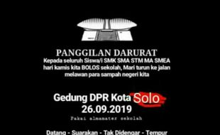 Ada Ajakan Pelajar SMA/SMK Se-Solo Bolos Buat Demo, Begini Sikap Tegas Sekolah