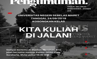 Selasa Pagi Mahasiswa Aksi Kita Kuliah di Jalan, Ini Komentar HMI Komisariat UNS Solo