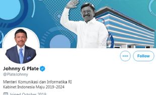 Diangkat Menkominfo, Johnny G Plate Baru Buat Akun Twitter