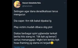 Perdebatan Hilangnya Tweet Hanum Rais Usai Penusukan Wiranto