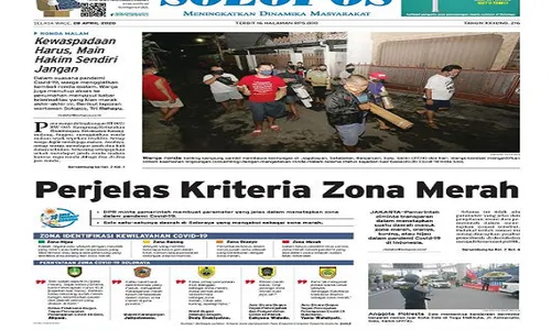 Solopos Hari Ini: Perjelas Kriteria Zona Merah