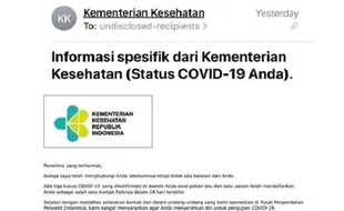 Email Kemenkes Terkait Pemeriksaan Covid-19 Dipastikan Hoaks, Ini Faktanya!