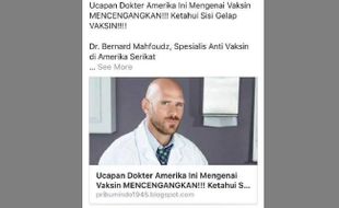 Cek Fakta: Dokter Mahfoudz Ungkap Konspirasi Vaksin Amerika [Hoax]