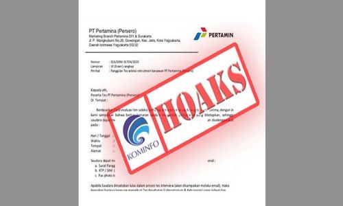 Cek Fakta: Surat Panggilan Calon Karyawan Pertamina DIY & Solo Hoax