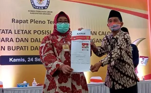 Jadi Calon Tunggal di Pilkada Sragen, Foto Yuni-Suroto Ada di Kanan Kotak Kosong