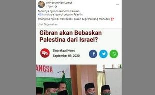 Cek Fakta: Gibran Ingin Bebaskan Palestina dari Israel?