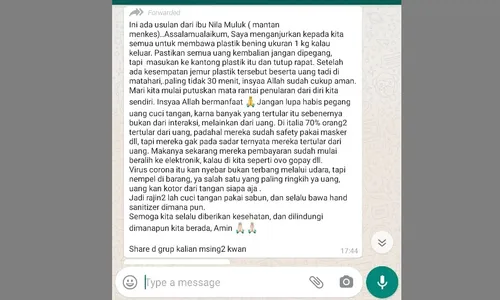 Cek Fakta: Hoax Mantan Menkes Anjurkan Jemur Uang Buat hindari Covid-19