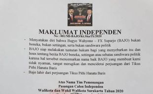 Pilkada Solo: Bajo Ancam Pidanakan Penyebar Isu Calon Boneka