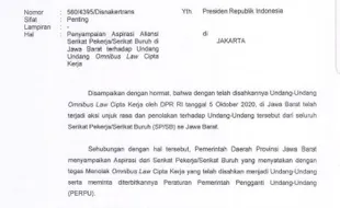 Ridwan Kamil Surati Jokowi Soal Buruh Tolak UU Cipta Kerja