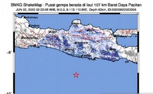 Pacitan Gempa Magnitudo 4,1, Getarannya sampai Bantul