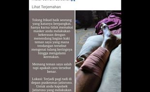 Viral Warga Jatisrono Wonogiri Kakinya Retak Setelah Terjaring Razia Masker, Ini Kata Kapolsek