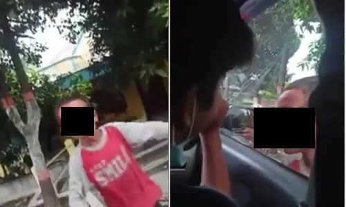 Tak Diberi Uang, Bocah Pengemis Ngamuk Tendang Mobil