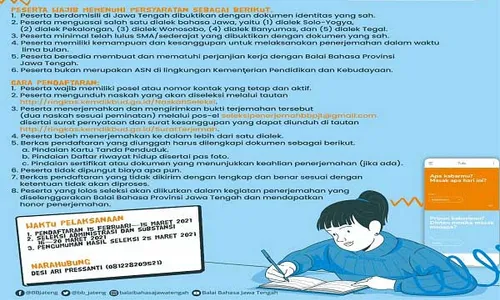 Balai Bahasa Jateng Adakan Seleksi Penerjemah Karya Sastra Bahasa Indonesia-Bahasa Jawa 2021