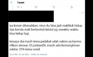 Cek Fakta: Virus Inaktif Vaksin Sinovac Bisa Hidup Kembali Adalah Hoax