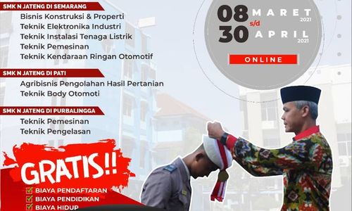 Kesempatan Sekolah Gratis di SMK Negeri Jateng