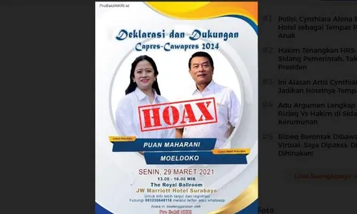 Muncul Deklarasi Puan Maharani-Moldoko untuk Pilpres 2024, Polisi Pastikan Hoaks