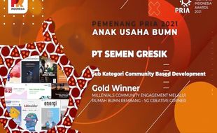 Raih 2 Penghargaan Gold, Semen Gresik Berjaya di Ajang PRIA 2021