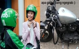 Viral! Abang Ojek Online Naik Motor Harley Davidson