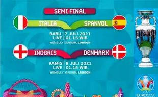 Jadwal Semifinal Euro 2020: Disiarkan Langsung TV Lokal Rabu dan Kamis Pukul 02.00 WIB