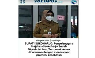 Tepis Hoaks, Bupati Sukoharjo Pastikan Penyelenggaran Hajatan Masih Dilarang