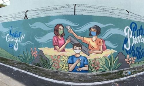 Mural Protokol Kesehatan Karya KKN UNS Tim 118 Hiasi Dinding di Gilingan