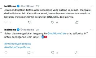 Waspada! Akun Bodong Mengatasnamakan IndiHome Gentayangan