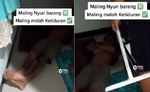 Kocak! Pasutri Ini Pergoki Maling Ketiduran di Rumahnya