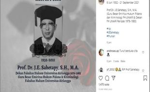 Selamat Jalan Prof Sahetapy, Pakar Hukum Perumus Rancangan KUHP