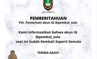 17 Jam Dikuasai Hacker, Instagram Pemkot Solo Tambah 1.900 Follower