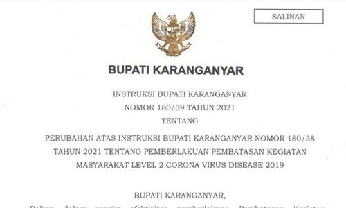 Bupati Karanganyar Keluarkan Aturan Baru PPKM Level 2, Catat Lur!