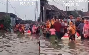 Banjir Menerjang, Resepsi Pernikahan di Pasuruan Jalan Terus