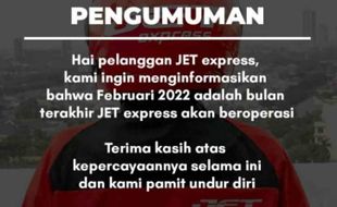 Akan Hentikan Layanan, JET Express Pernah Layani Klien-Klien Besar